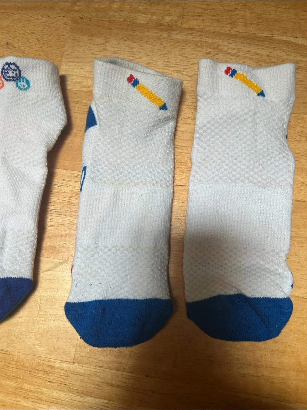 I Teach White Crew Socks with Blue Accents - Teacher Message Set
